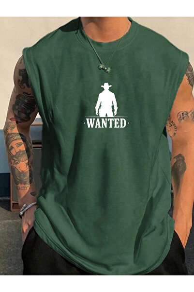 SUNFREE Wanted Printed Sportswear Zero Sleeve Oversize Men's Tshirt