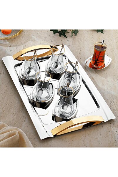 Schafer Shafer Allure Çelik Çay Seti 19 Parça-Gold TKEBT Gold