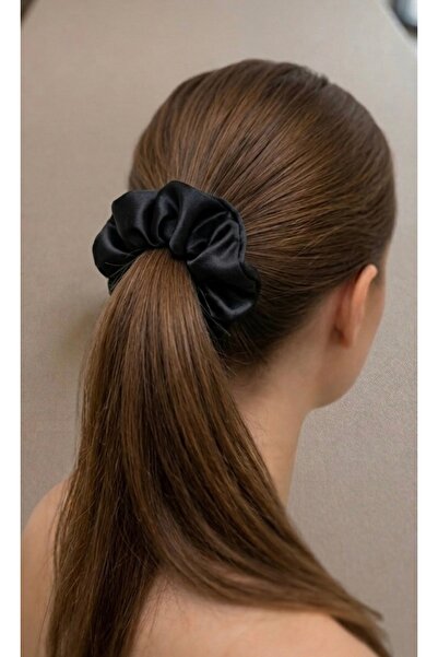 Mavi Masal Black Satin Anti-Slip Women's Hair Clip Elastic Hairpin