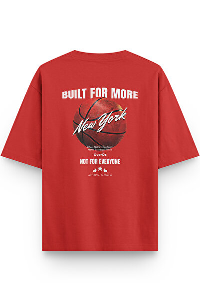 Overoz Basketball New York Back Printed Semi Oversize Red Tshirt 1420