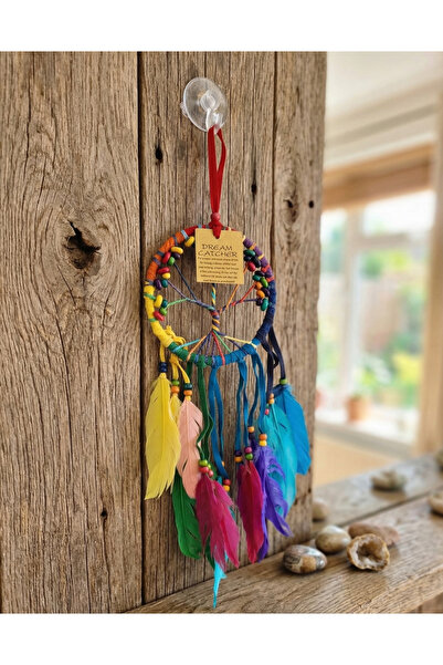 Meya design Renkli Tüylü Düş Kapanı Dream Catcher – 12x32 cm