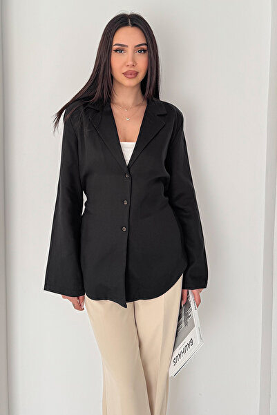 Noa&Noa Women's Buttoned Blazer Jacket – Black Stylish Jacket