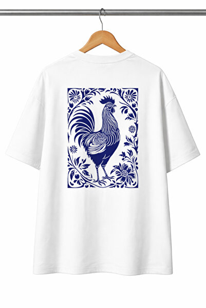 Home Vintage Rooster Printed Oversize T-Shirt