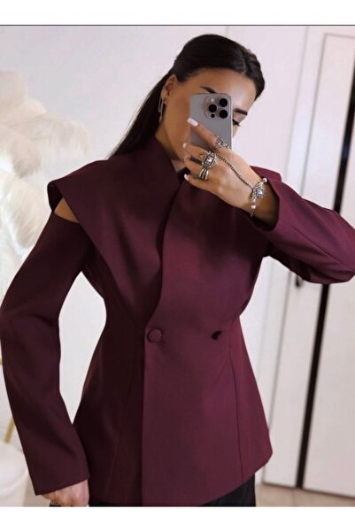 LOKADI Women's Window Detailed Long Sleeve Stylish Blazer Jacket "Office Chic"