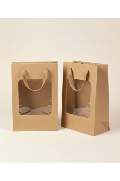 ASL ArtPaper Asetat Pencereli Kurdele Saplı Kraft Karton Hediye Çantası 25x18...