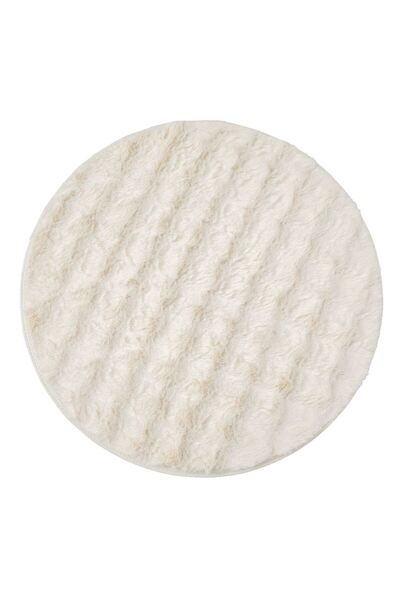 OEM Στρογγυλό Διακοσμητικό Χαλί Εκρού από Τεχνητή Γούνα με Σχέδιο Πουά Ø90 εκ...