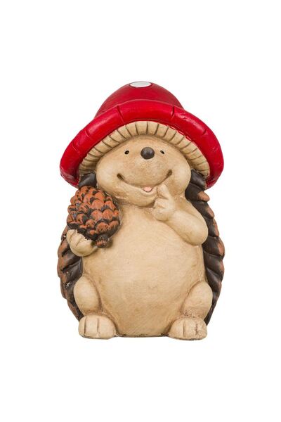 OEM Decorative Ceramic Hedgehog with Garden Mushroom Hat 18x16x30cm