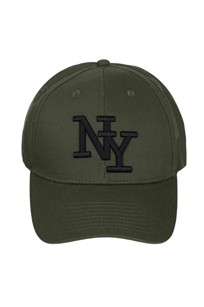 OEM Khaki Cotton Cap with 3D Embroidered "NY" for Men