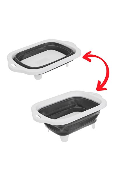 OEM Foldable Basin White Gray with Handles 25x19x10cm