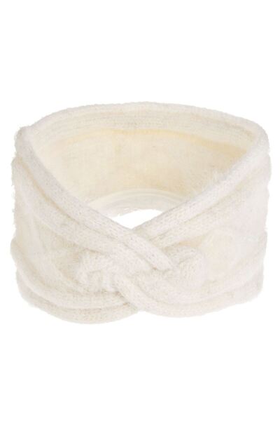 OEM Bentita Par de Iarna Tricotata Ecru cu Model Impletit