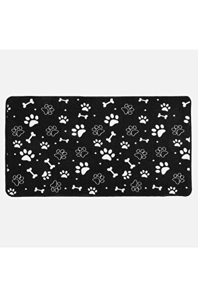 OEM Μαύρο χαλάκι για κατοικίδια με αποτύπωμα πατούσας 110x60εκ.