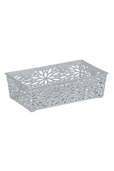 OEM Grey Plastic Storage Basket with Floral Pattern 1.1L