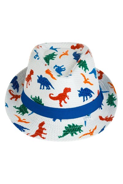 OEM Plarie Alba cu Dinozauri Multicolori & Panglica Albastra pentru Copii