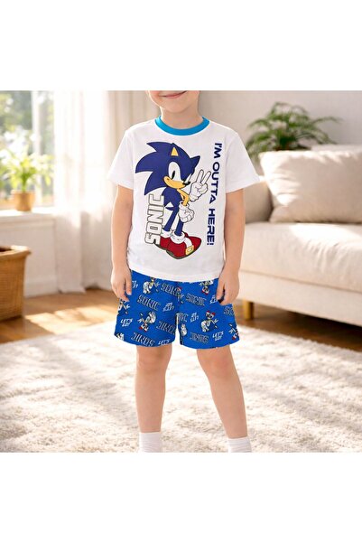 OEM Blue and White Sonic Summer Pajama Set for Children 6-7 Years