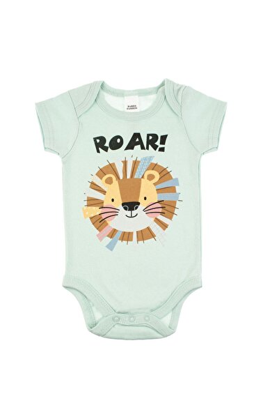 OEM Body din Bumbac Verde Menta Model Leu "Roar!" & Maneca Scurta pentru Bebe...