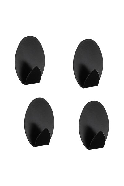 OEM Black Oval Metal Self-Adhesive Hooks Ø3.5x5cm - 4pcs