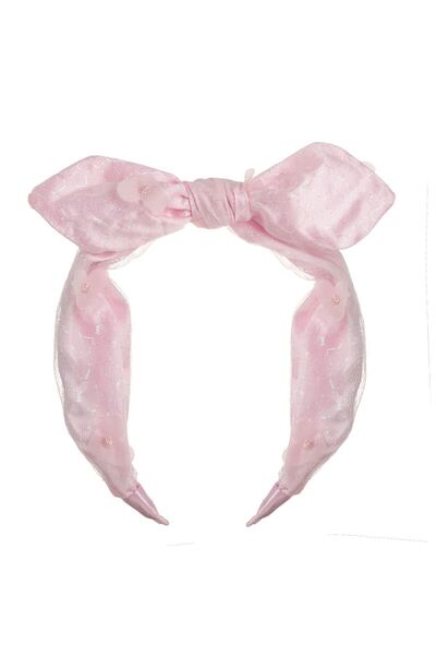 OEM Coronita Par Roz Tul cu Fundita Organza Inimi