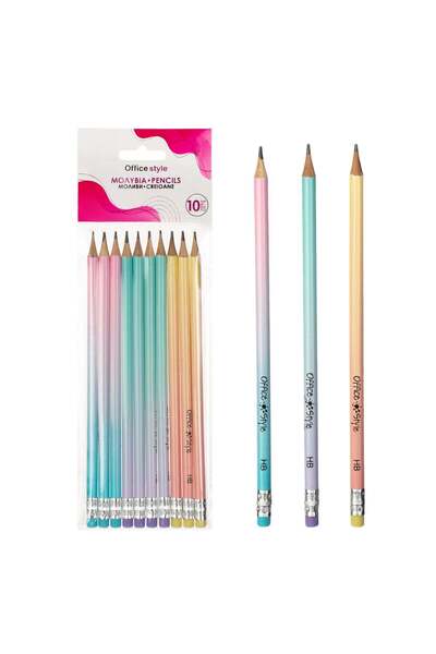 OEM Μολύβια HB με Γόμα, Παστέλ Όμπρε - 10 τεμάχια