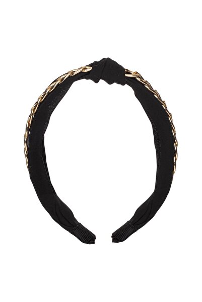 OEM Coronita Par Lata Neagra cu Nod & Lant Auriu pentru Femei