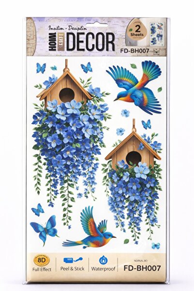 OEM 8D Decorative Wall Sticker with Birdhouses, Flowers and Colorful Birds, H...
