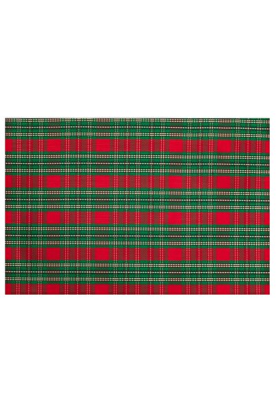 OEM Christmas Plate Holder Red with Green Checks 45x30cm