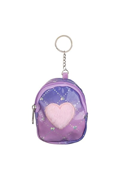 OEM Πορτοφόλι - Μπρελόκ Καρδιά από Τεχνητή Γούνα σε Λιλά Πράσινο Ντεγκραντέ 9...