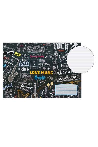 OEM Music Notebook Black Cover 24sheets 16.7X23.7 centimeters