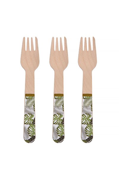 OEM Furculite din Lemn de Petrecere Modele Frunze Tropicale - 10buc