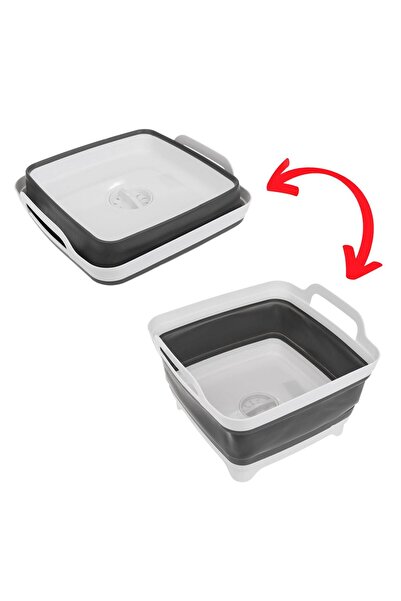 OEM White Grey Foldable Basin with Handles & Drain 31x30x20cm