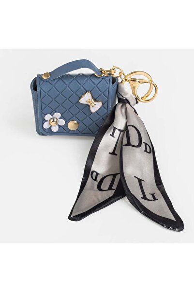 OEM Mini Blue Handbag Charm Keychain with Scarf 20 centimeters