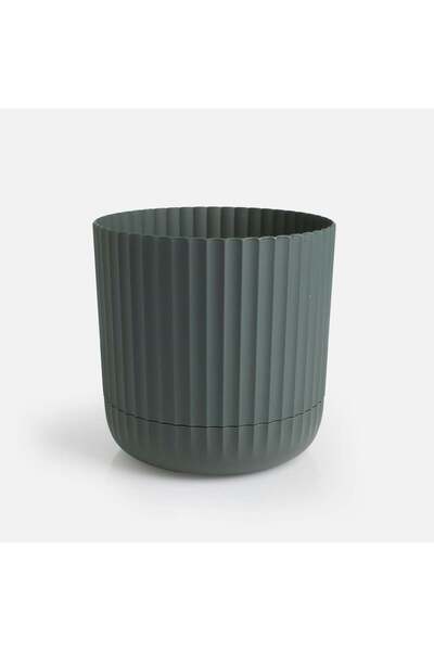 OEM Plastic Flower Pot with Built-in Saucer Khaki Ø20x19.5 centimeters 4.6L