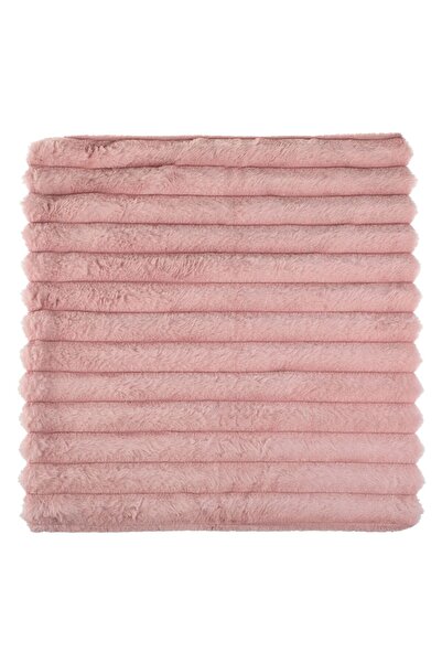 OEM Winter Decorative Pillowcase Flannel Striped Dusty Pink 45x45cm