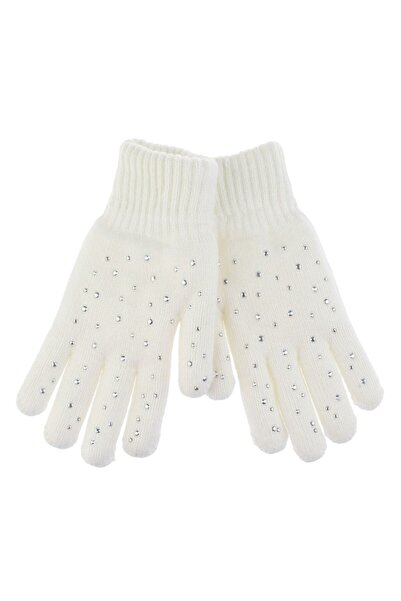 OEM Manusi Ecru cu Stras Argintiu & Captuseala din Blana Artificiala pentru F...