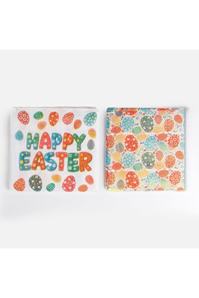 OEM Λευκές μονόφυλλες χαρτοπετσέτες τραπεζιού με σχέδιο Πασχαλινά Αυγά 33x33ε...