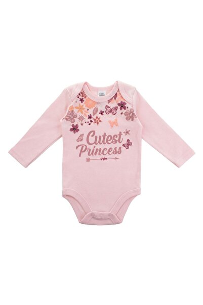 OEM Body din Bumbac Roz Fluturi Floral "Cutest Princess" pentru Bebelusi 6-12...