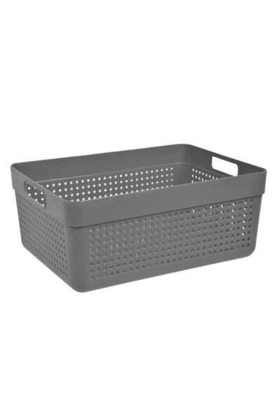 OEM Anthracite Plastic Storage Basket with Handles 10L