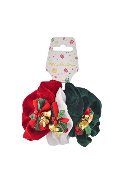 OEM Christmas Hair Elastics Velvet Textile Green Red White with Bow Mistletoe...