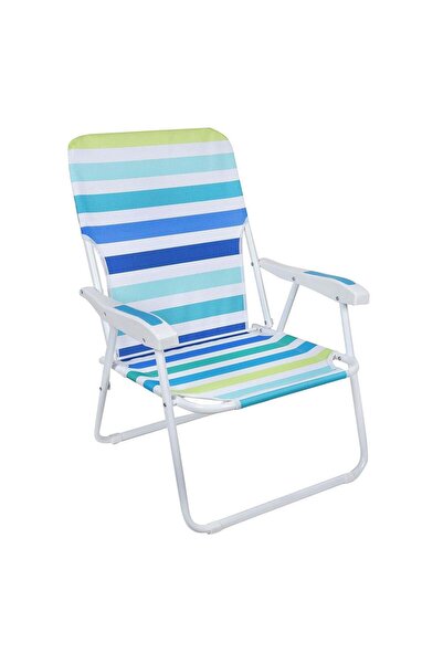 OEM Scaun Plaja Bleu Verde cu Dungi Pliabil 60x56x74cm