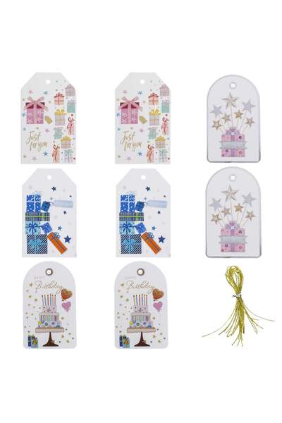 OEM Λευκές Κρεμαστές Ετικέτες 4 Σχέδια με Φύλλο Αλουμινίου & Χρυσή Κορδέλα γι...