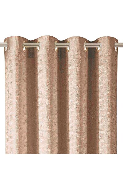 OEM Διακοσμητική Κουρτίνα Γκριζοκαφέ Γυαλιστερή με Κρίκους 140x260εκ.