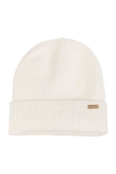 OEM Caciula Tricotata Ecru cu Captuseala & Vinieta Metalica pentru Femei