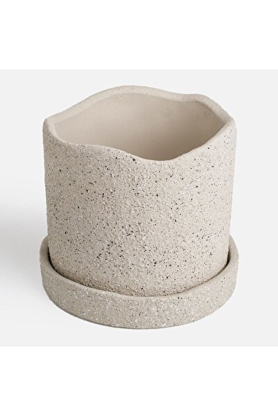 OEM Masca Ghiveci Flori Ceramica cu Farfurie Ø12,6x10,9 centimetri - 0,6L