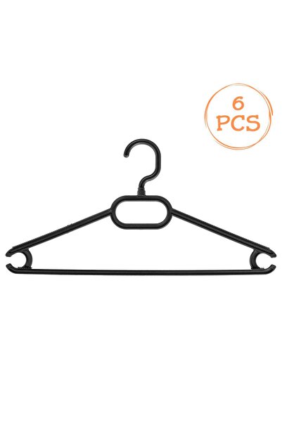OEM Black Plastic Hangers 41x21cm - 6pcs