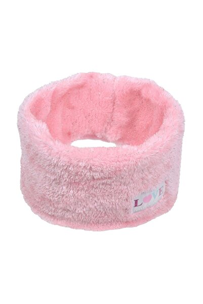 OEM Fular Circular din Blana Artificiala Roz cu Fir Lurex Patch "Love" & Capt...