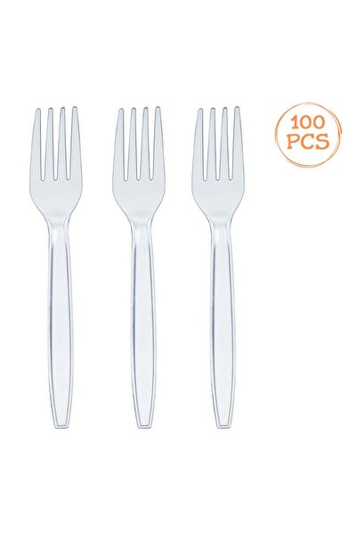 OEM Reusable Transparent Plastic Forks 15.8 centimeters - 100pcs