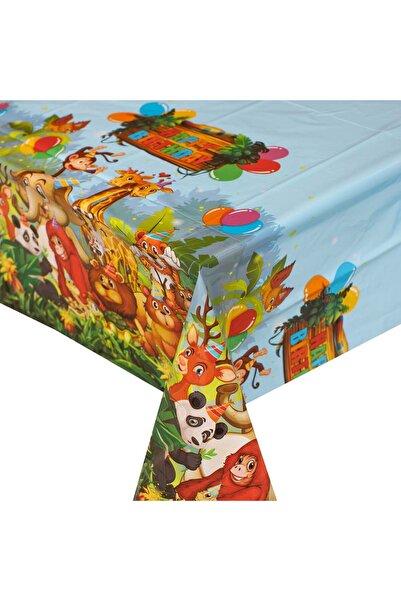 OEM Fata de Masa de Petrecere cu Model Animale din Jungla "Happy Birthday" 18...