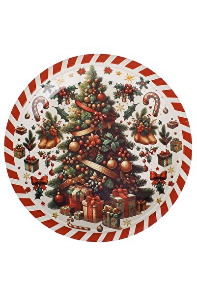 OEM Christmas Cardboard Plates with Tree Pattern and Gifts 18 centimeters - 1...