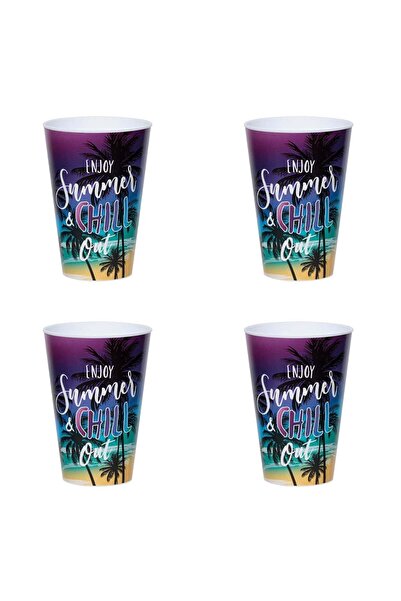 OEM Enjoy Summer Colored Plastic Cups 400ml - 4pcs