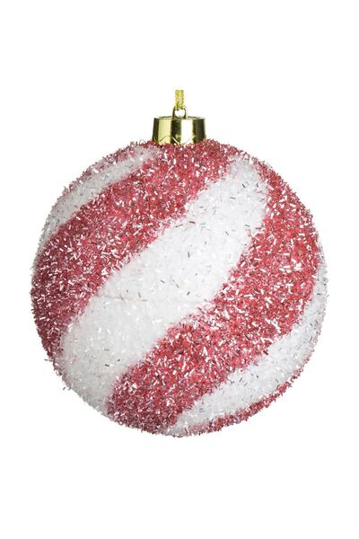 OEM Χριστουγεννιάτικο στολίδι δέντρου, ροζ σφαίρα σε απόχρωση καραμέλας με λε...