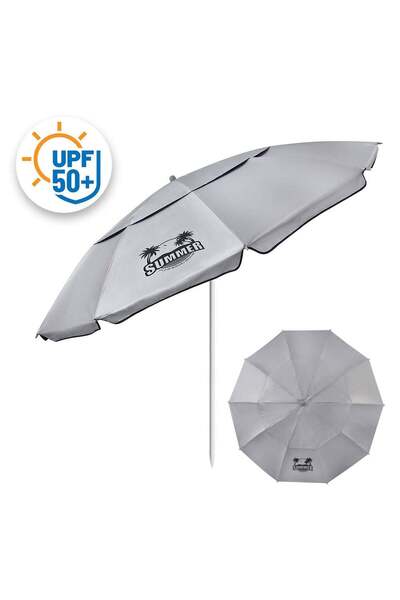 OEM Umbrela de Plaja anti-vant Albastra Argintie UV50+ & Cadru din Aluminiu c...